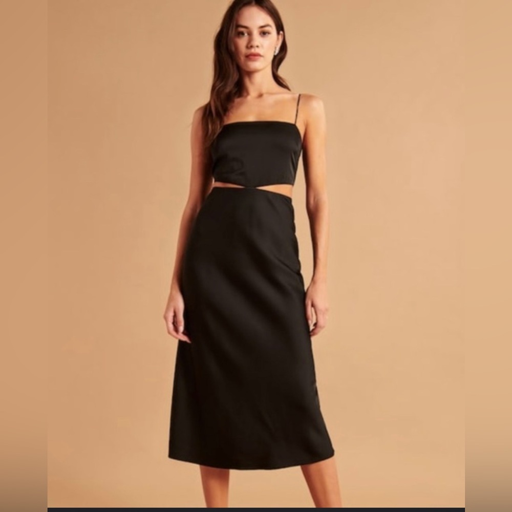 Satin Abercrombie slip dress with cut outs